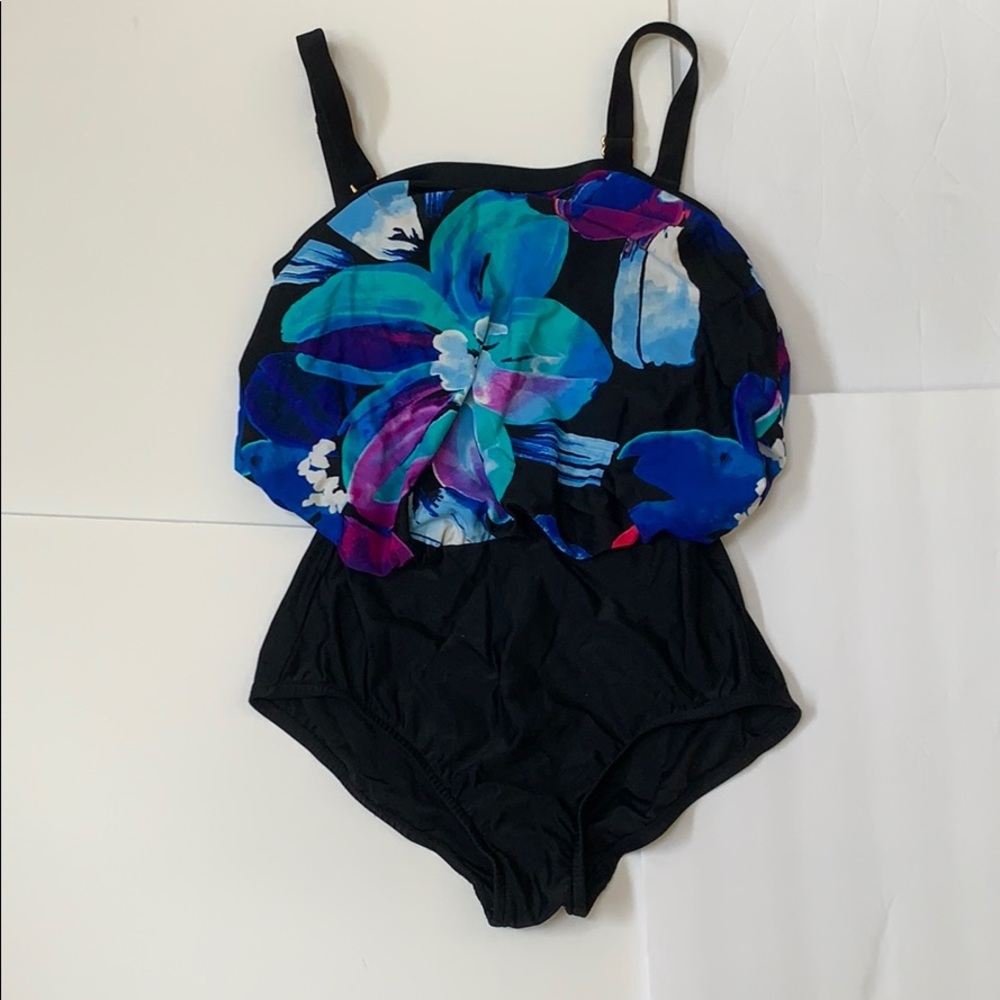 2 Bamboo One-Piece Floral Swimsuit Sz. M